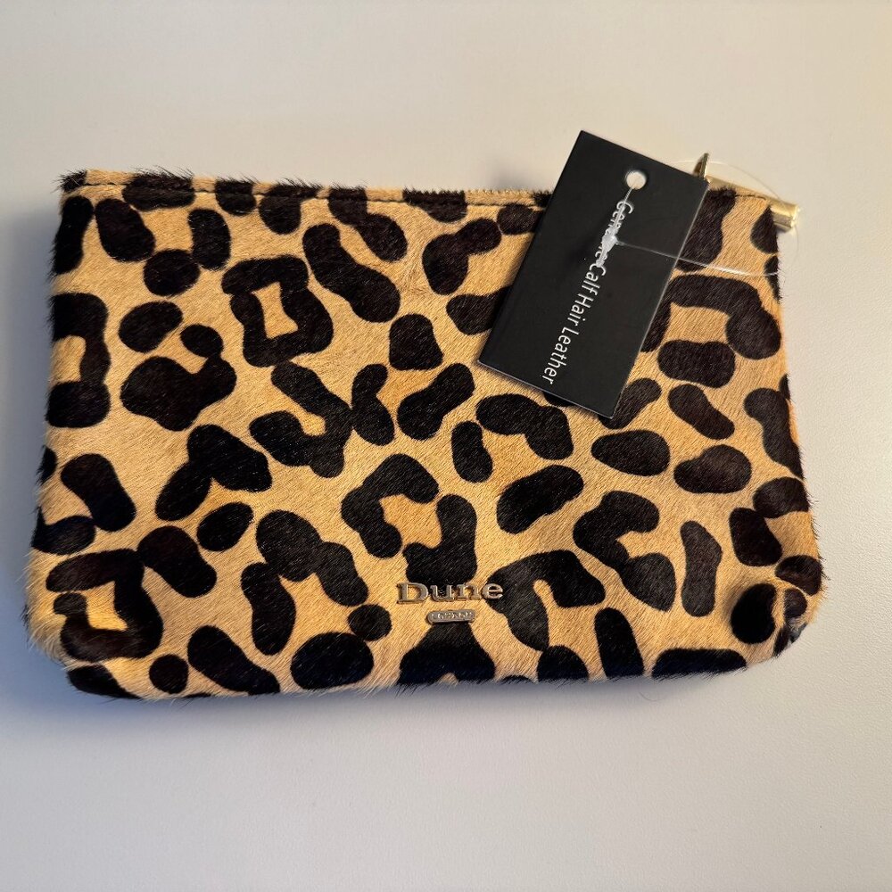 NWT Dune Calf Hair & Leather Zippered Pouch Wallet Gorgeous!